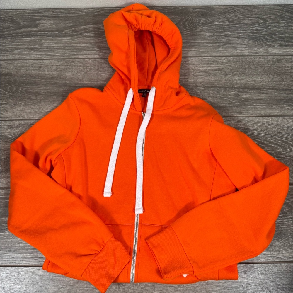 Orange zip up hoodie